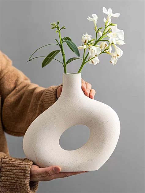 1 pièce Unicolore Vase À Fleur Moderne Porcelaine Blanc Vase Pour