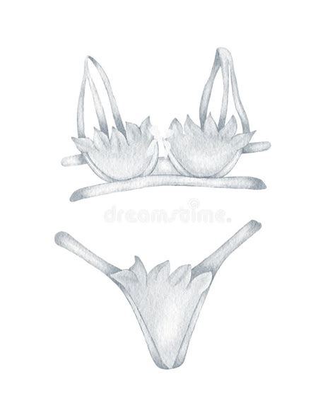 Watercolor Lingerie Hand Draw Underwear Fashion Illustration Stock Illustration