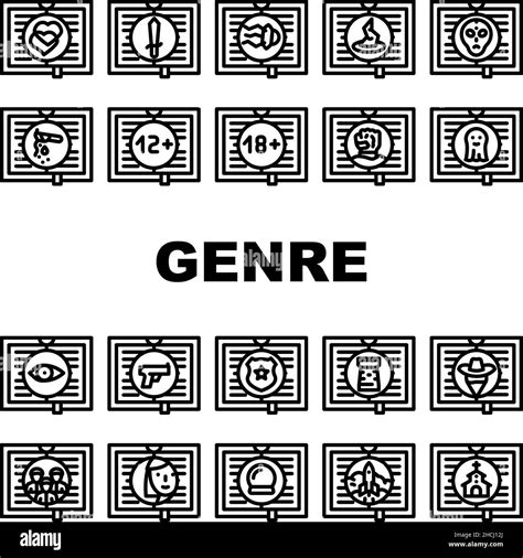 Literary Genre Categories Classes Icons Set Vector Stock Vector Image