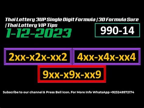 Thai Lottery Up Single Digit Formula D Formula Sure Thai Lottery