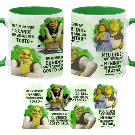 Caneca Verde Shrek Sorriso Torto Presente Dia Dos Namorados Mercadolivre