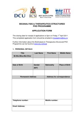 Fillable Online Dcu Bioat Application Form Dcu Fax Email Print