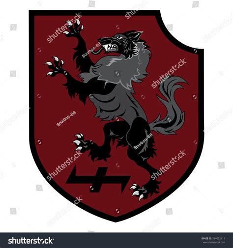 Design Patch Heraldic Shield Werewolf Rune Stock Vector Royalty Free