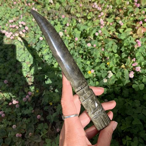 Large Carved Gold Sheen Obsidian Daggerknife Obsidian Dagger