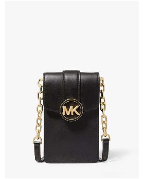 Michael Kors Carmen Small Faux Leather Phone Crossbody Bag In Black Lyst Canada