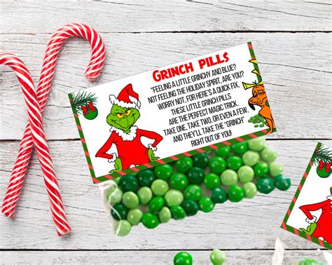 Grinch Pills Printable Grinch Pills Card Grinch Pills Bag Topper