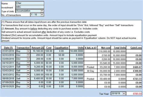 Capital Gains And Losses Calculator Template Example Templateral