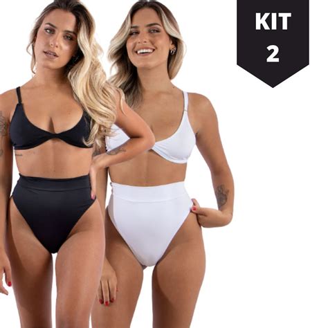KIT 2 Biquini Hot Pant Cintura Alta Alcinha Diluxo Delicia Blogueira Shopee Brasil