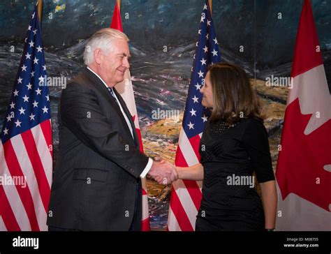 U S Secretary Of State Rex Tillerson Is Greeted By Canadian Foreign