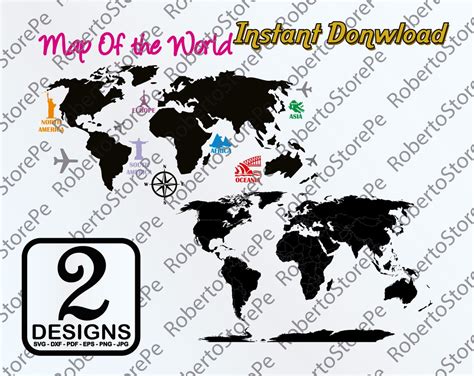 Vector World Map Svg World Map Svg Travel Svg World Map - Etsy