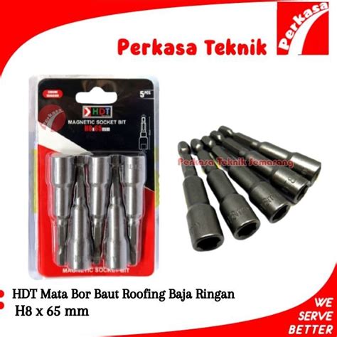 Jual Mata Bor Baut Roofing Baja Ringan HDT H8x65mm Magnetic Socket Bit