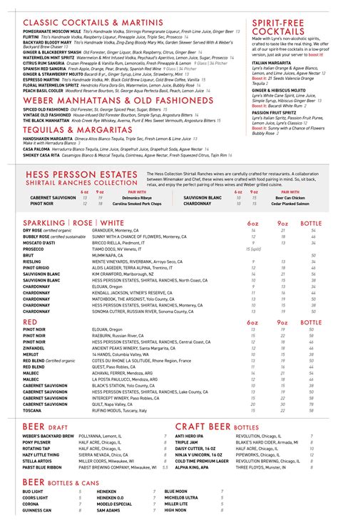 Chicagodinnermenu - Weber Grill Restaurant