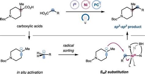 通过 SH2 均裂取代的镍催化脂肪酸的双重脱羧交叉偶联 Journal of the American Chemical Society