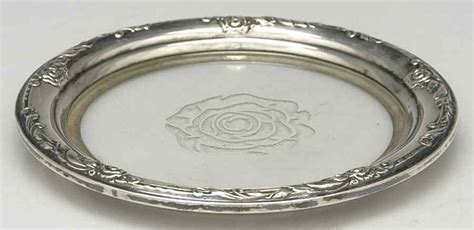 Damask Rose Sterling 1946 Hollowware Crystal Lemon Dish With