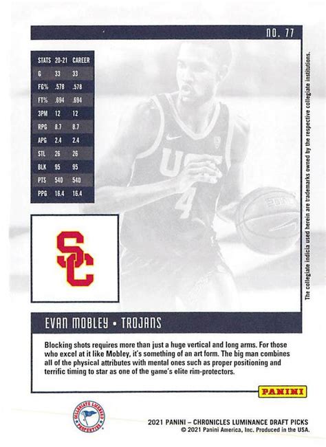 Panini Chronicles Draft Picks Evan Mobley Luminance P S