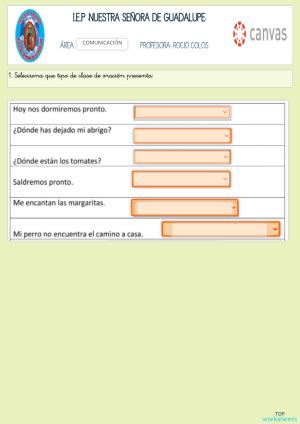 Comunicaci N La Oraci N Y Sus Clases Ficha Interactiva Topworksheets