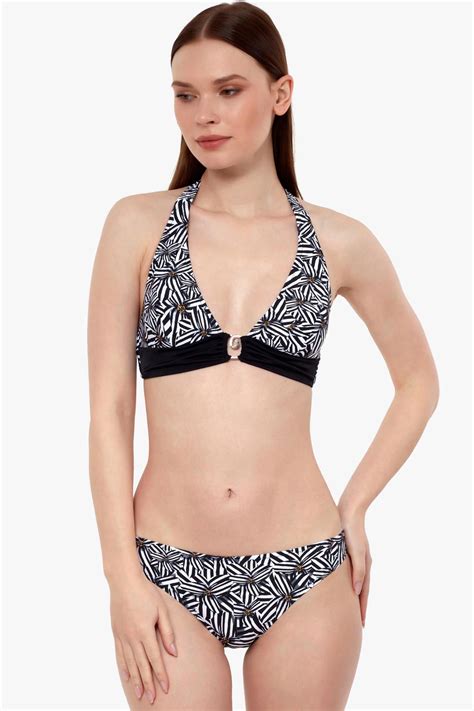 Ayyıldız Siyah Beyaz Çiçekli Bikini Takımı Hızlı Kargo