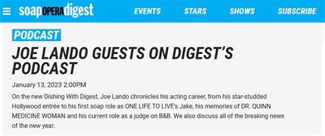 Soap Opera Digest Interview With Joe Lando Joe Lando Friends