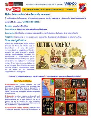 Planificador Semana La Cultura Mochica Pdf