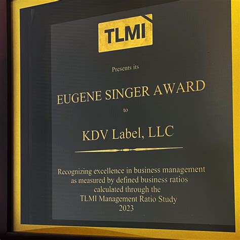 KDV Label Receives TLMI Eugene Singer Award - KDV Label