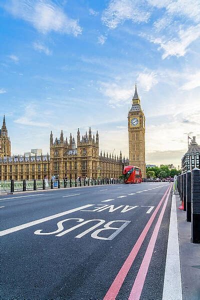 A red London bus on Westminster Bridge available as Framed Prints ...