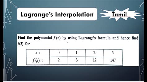 Lagranges Interpolation Problem In Tamil Youtube