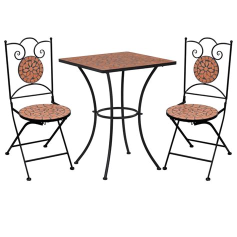 3 Tlg Bistro Set Mosaik Keramik Terrakotta Weddig