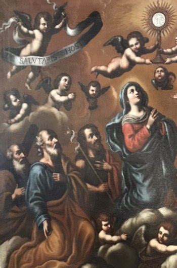 Proantic Grande Peinture Religieuse Avec Madonna Et Saints