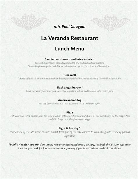 Calaméo 1 New Lunch Menu Veranda English Update