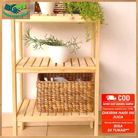 Jual Otto Wooden Shelf 50 Cm 3 Tingkat Rak Kayu Rak Serbaguna Rak