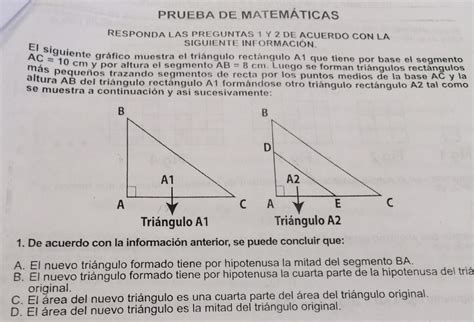 El Siguiente Gráfico Muestra El Triángulo Rectángulo A1 Que Tiene Por