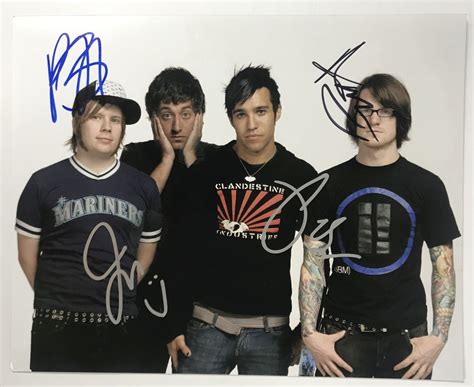 Fall Out Boy Band Autographed Glossy 8x10 Photo Aacs Autographs