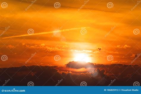 Light Yellow Sunset Sky Gorgeous Panorama Natural Sunset Bright