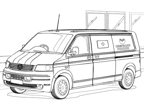 Раскраска Volkswagen-Transporter - распечатать бесплатно