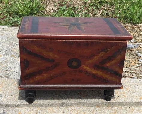 Gorgeous Paint Decorated Yellow Pine Box Jsea June Americana