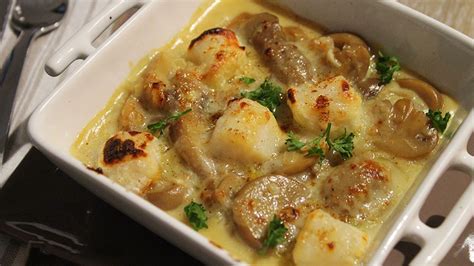 Gratin De Saint Jacques Cr Meux Aux Champignons