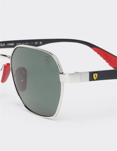 Ray Ban For Scuderia Ferrari 0rb3794m Metal Sunglasses With Dark Green