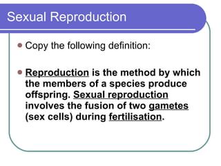 Sex Cells And Fertilisation PPT