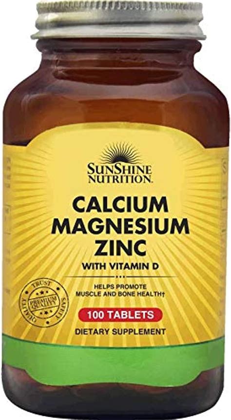 SUNSHINE NUTRITION Calcium Magnesium Zinc With Vitamin D, 100 Tablets ...