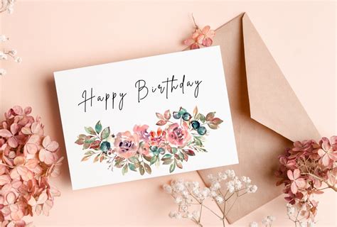 Flower Birthday Card Printable Printable Card Birthday Floral Cards ...