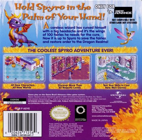 Spyro: Season of Ice (2001) Game Boy Advance box cover art - MobyGames