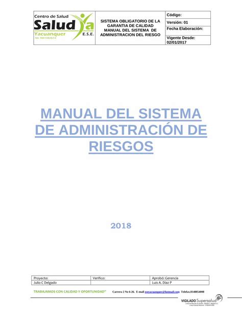 PDF MANUAL DEL SISTEMA DE ADMINISTRACIÓN DE RIESGOSesesaludya gov co