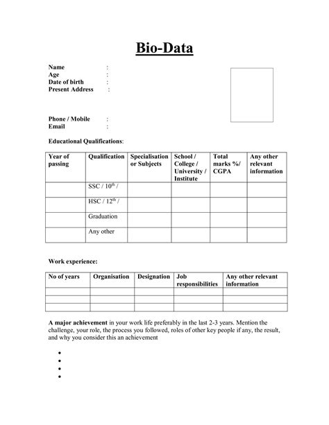 Biodata Templates Fill Sign And Download Biodata Form Online On