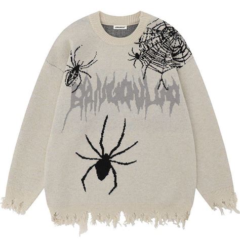 lemandik gothic style spider knit sweater   men sweater