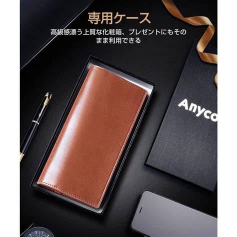 Anycool 財布 メンズ 栃木レザー 長財布 本革 大容量 薄い Ykkファスナー レディース財布 二つ折り ウォレット 牛革 小銭入れ