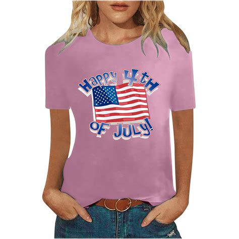 Fanxing Women 4th Of July Patriotic T Shirts American Flag Print Freedom Graphic Tees Memorial