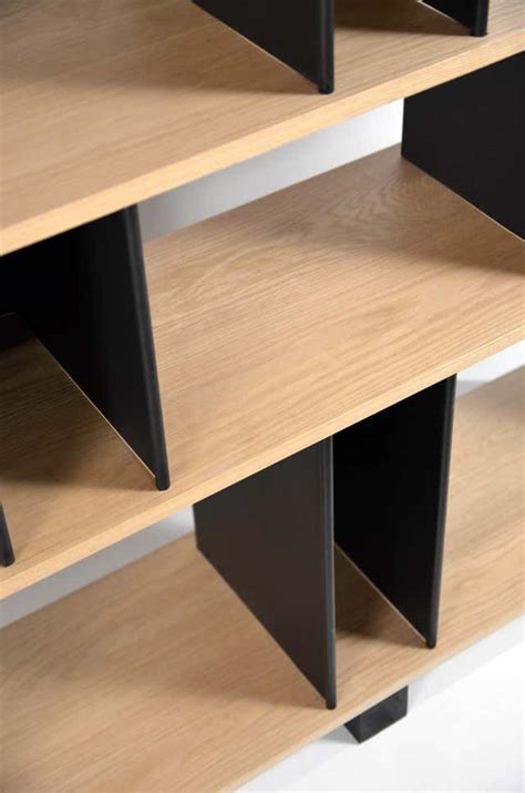 Tall Horizontale Black Steel And Oak Shelving Unit By Design Frères Oak Shelving Unit Oak