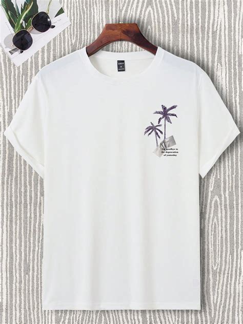 Manfinity RSRT Hombres Camiseta Con Estampado Tropical Con Slogan