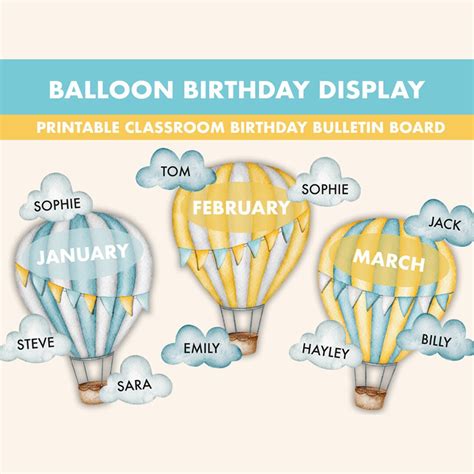 Hot Air Balloon Birthday Bulletin Board Kit Birthday Display Bulletin Boards Balloon
