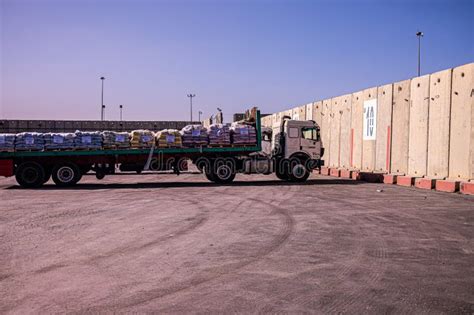 Truck Carrying Humanitarian Aid At Israel Gaza Border Crossing